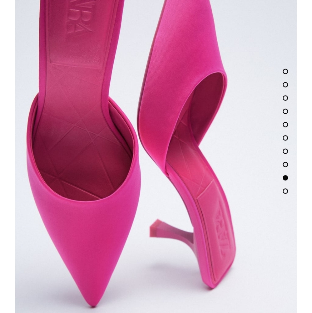 Zara Hot Pink Pointed Toe Heeled Mules - Picture 11 of 14